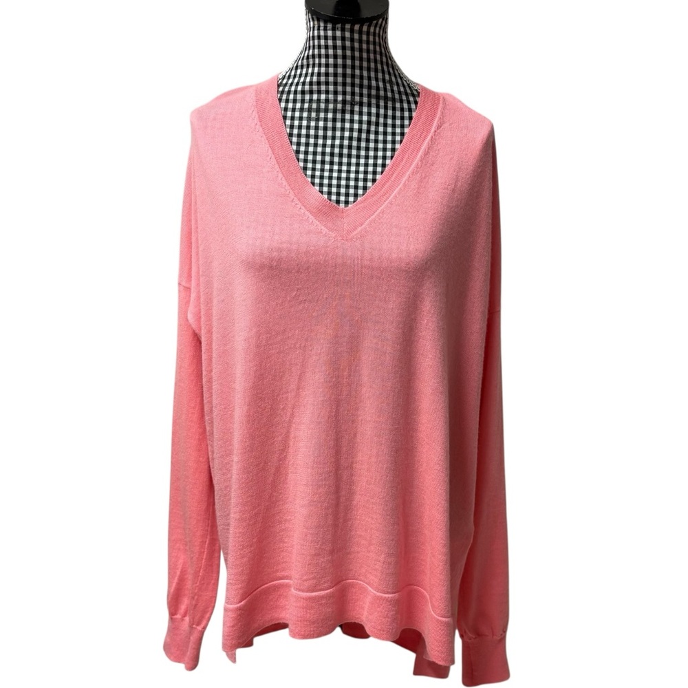 J. Crew Featherweight 100% Merino Wool Long Sleeve V-Neck Salmon Pink Sweater XS